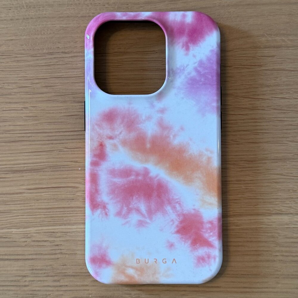 NEW Burga iPhone 14 Pro Case - Tie Dye - Pink Orange and Purple